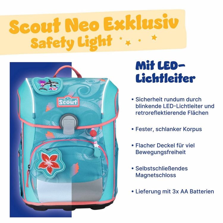 Produktbild: Scout Schulranzen Set Neo Safety Light, Schulranzen Set, 4tlg, Aloha