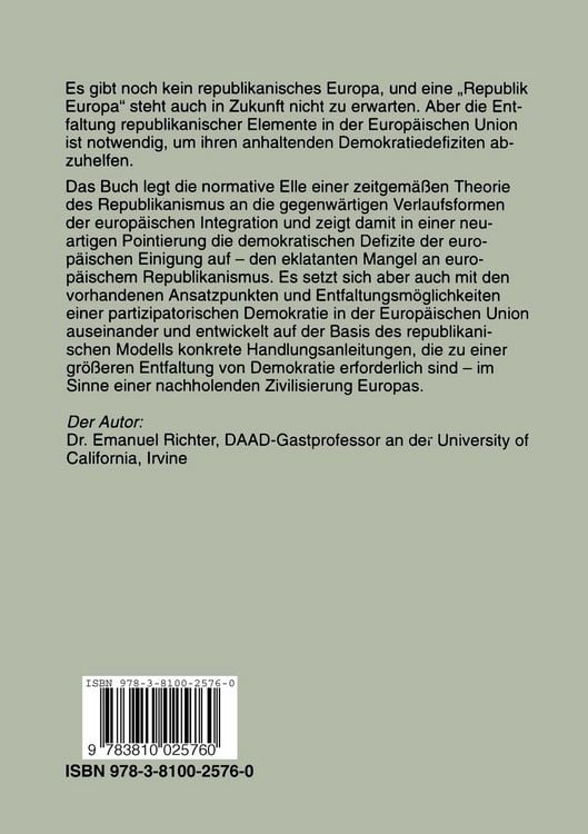 Produktbild: Das republikanische Europa