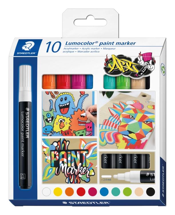 Produktbild: STAEDTLER Mars Lumocolor Schreib- und Zeichbedarf Lumocolor paint marker Acryl-Marker m. Rundspitze, 10er Set