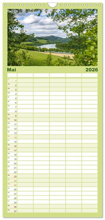 Produktbild: Familienplaner 2026 - Sauerland - hier muss man mal gewesen sein mit 5 Spalten (Wandkalender, 21 x 45 cm) CALVENDO