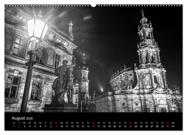 Produktbild: Dresden - Elbflorenz bei Nacht (hochwertiger Premium Wandkalender 2026 DIN A2 quer), Kunstdruck in Hochglanz
