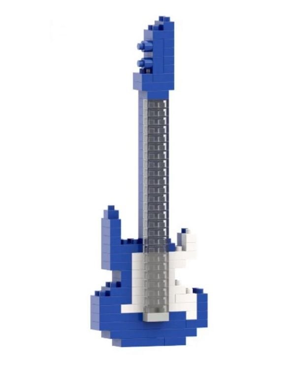 Produktbild: BRIXIES 200332 - E-Gitrarre blau, 3D Konstruktionsbausatz aus Ministeinen, 140 Teile