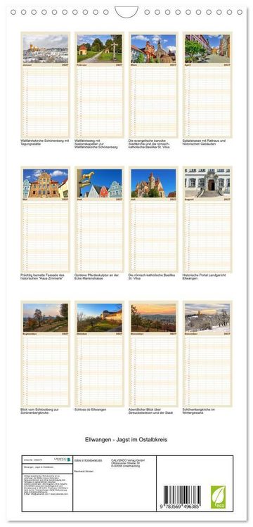 Produktbild: Familienplaner 2027 - Ellwangen - Jagst im Ostalbkreis mit 5 Spalten (Wandkalender, 21 x 45 cm) CALVENDO