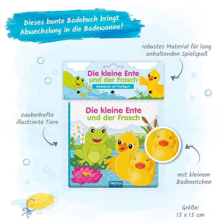 Produktbild: Tr&ouml;tsch Badebuch mit Tierfigur Die kleine Ente und der Frosch