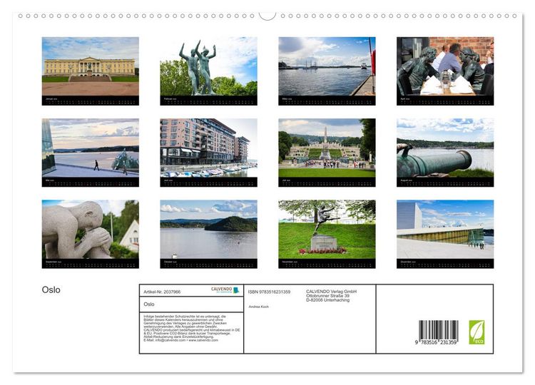 Produktbild: Oslo (hochwertiger Premium Wandkalender 2026 DIN A2 quer), Kunstdruck in Hochglanz