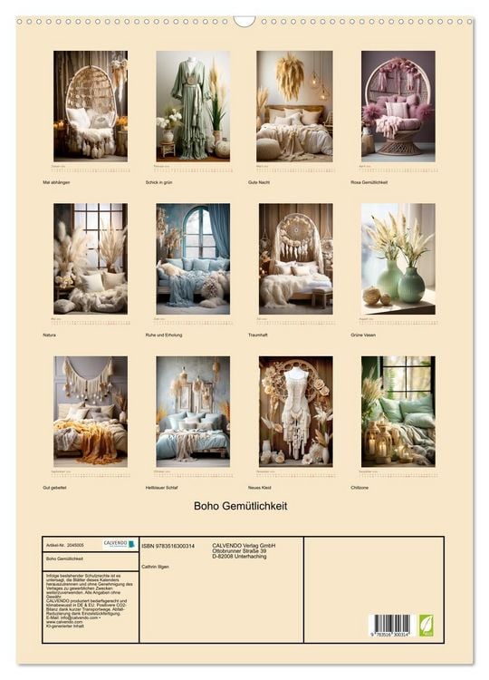 Produktbild: Boho Gem&uuml;tlichkeit (Wandkalender 2026 DIN A2 hoch), CALVENDO Monatskalender