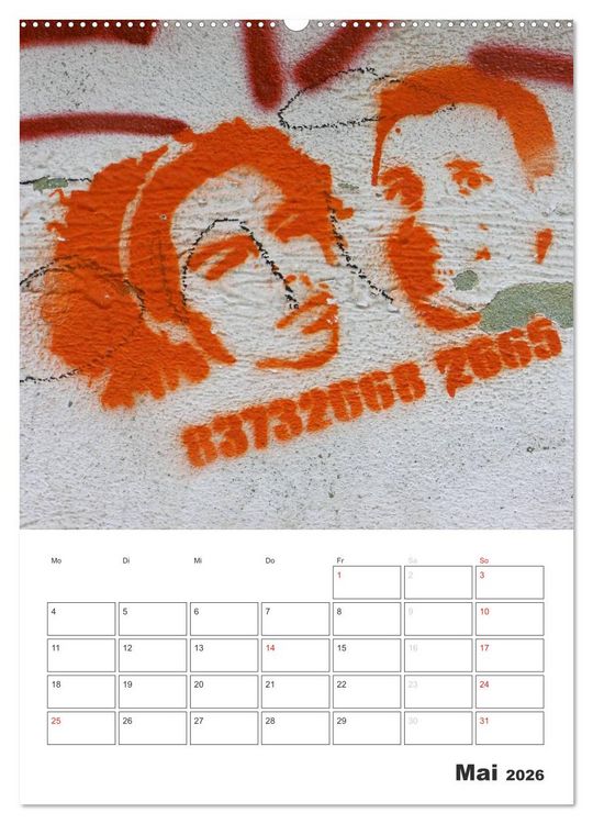 Produktbild: STENCIL ART 2026 - Schablonen Graffiti an H&auml;userfassaden / Planer (hochwertiger Premium Wandkalender 2026 DIN A2 hoch), Kunstdruck in Hochglanz