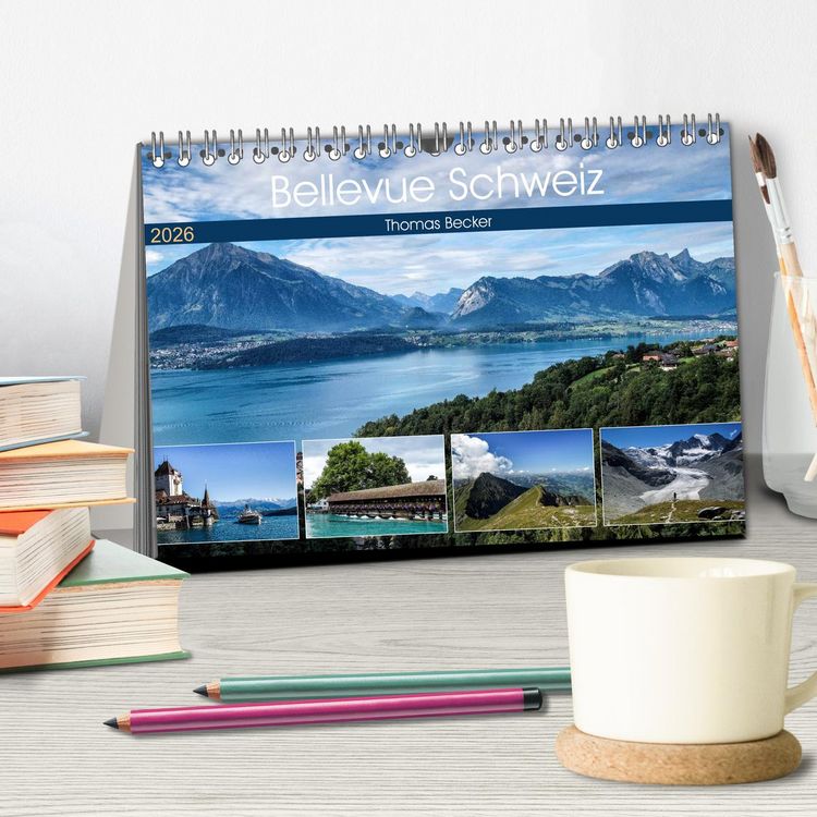 Produktbild: Bellevue Schweiz (Tischkalender 2026 DIN A5 quer), CALVENDO Monatskalender