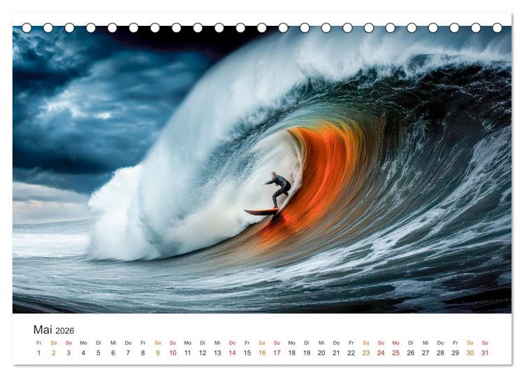 Produktbild: Surfen - Ride the Wave (Tischkalender 2026 DIN A5 quer), CALVENDO Monatskalender