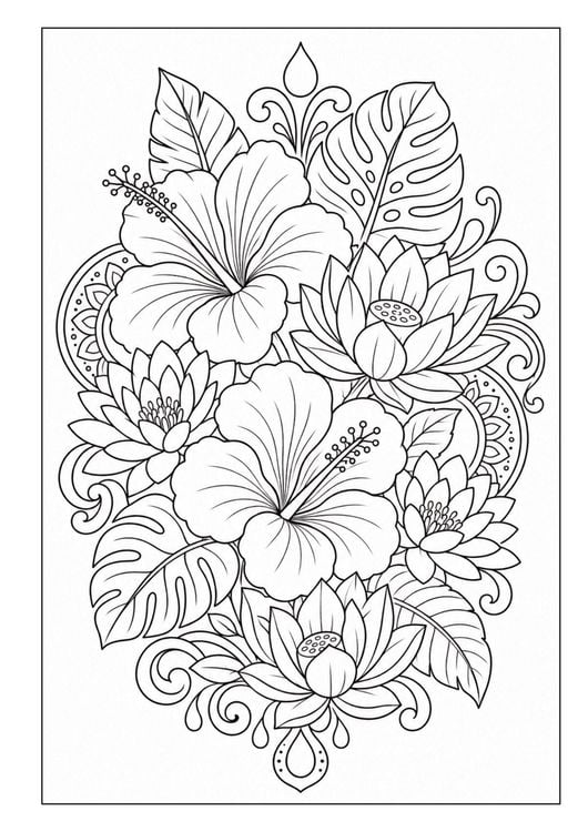 Produktbild: Mandala Blumen Malbuch f&uuml;r Erwachsene mit 100 floralen Ausmalmotiven