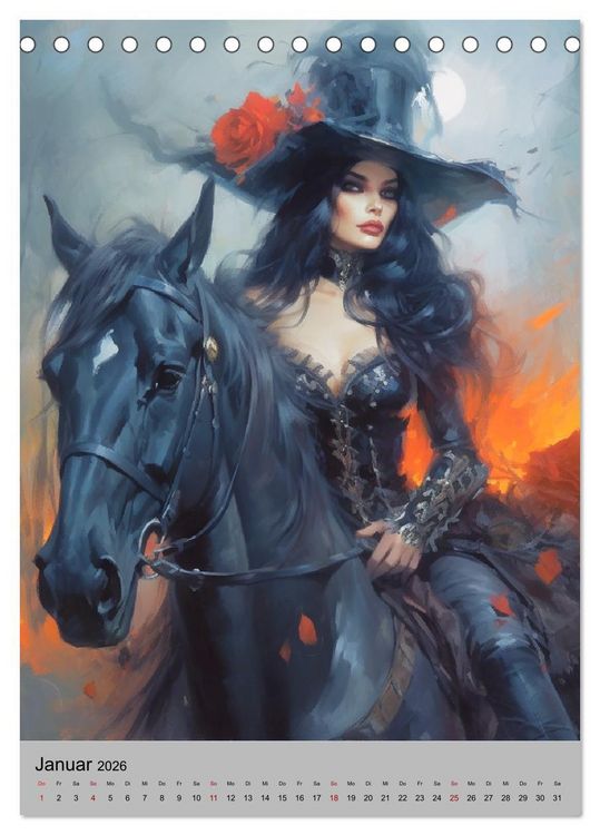 Produktbild: Gothic-Queens. Schaurig-sch&ouml;n im Renaissance-Stil (Tischkalender 2026 DIN A5 hoch), CALVENDO Monatskalender