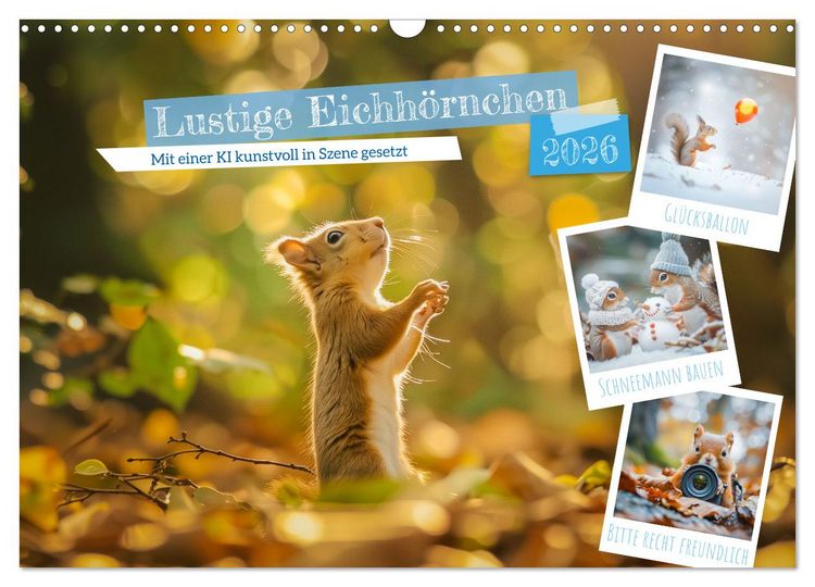 Produktbild: Lustige Eichh&ouml;rnchen (Wandkalender 2026 DIN A3 quer), CALVENDO Monatskalender