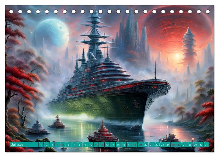 Produktbild: Futuristische Giganten Eine Welt von Morgen (Tischkalender 2026 DIN A5 quer), CALVENDO Monatskalender