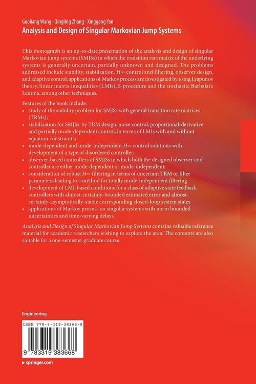 Produktbild: Analysis and Design of Singular Markovian Jump Systems
