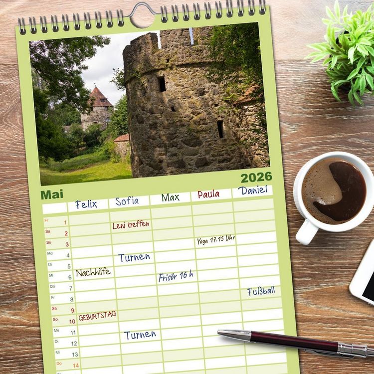 Produktbild: Familienplaner 2026 - Passau - Dreifl&uuml;ssestadt an Donau, Inn und Ilz mit 5 Spalten (Wandkalender, 21 x 45 cm) CALVENDO