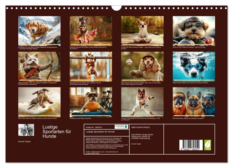 Produktbild: Lustige Sportarten f&uuml;r Hunde (Wandkalender 2026 DIN A3 quer), CALVENDO Monatskalender