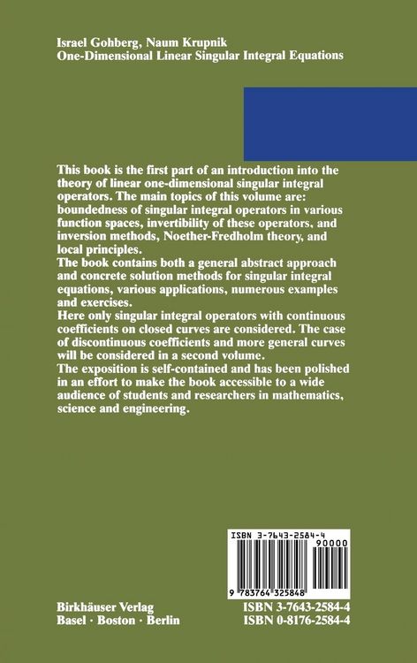 Produktbild: One-Dimensional Linear Singular Integral Equations