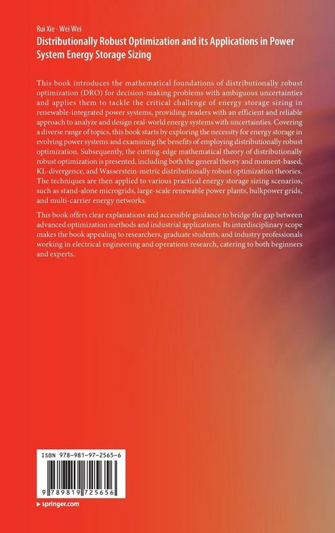 Produktbild: Distributionally Robust Optimization and its Applications in Power System Energy Storage Sizing