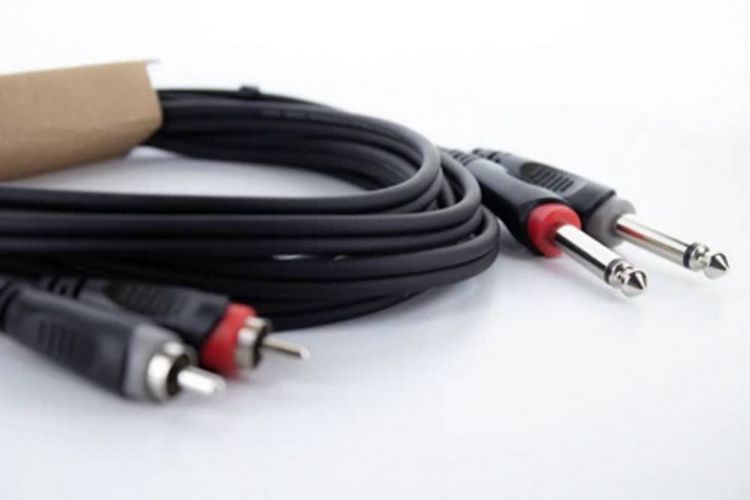 Produktbild: Cordial 14841 Klinke / Cinch Audio Anschlusskabel [2x Klinkenstecker 6.3 mm (mono) - 2x Cinch-Stecker] 3 m Schwarz PVC-Mantel, Zwillingsleitung