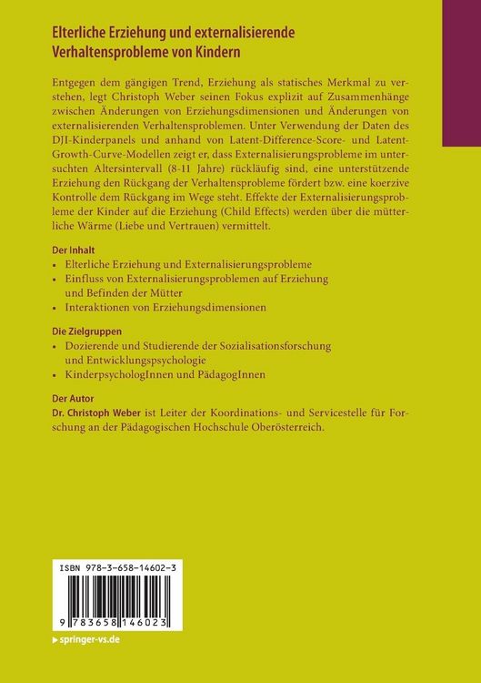 Produktbild: Elterliche Erziehung und externalisierende Verhaltensprobleme von Kindern
