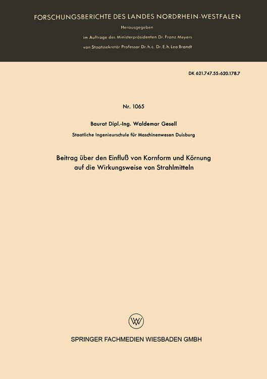 Produktbild: Beitrag &uuml;ber den Einflu&szlig; von Kornform und K&ouml;rnung auf die Wirkungsweise von Strahlmitteln