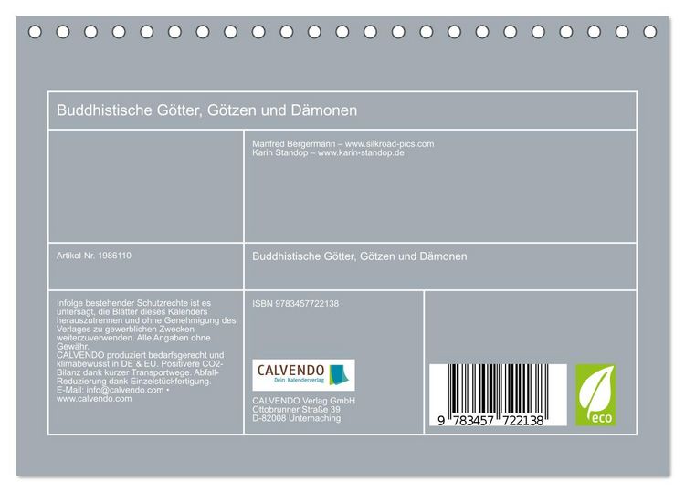 Produktbild: Buddhistische G&ouml;tter, G&ouml;tzen und D&auml;monen (Tischkalender 2026 DIN A5 quer), CALVENDO Monatskalender