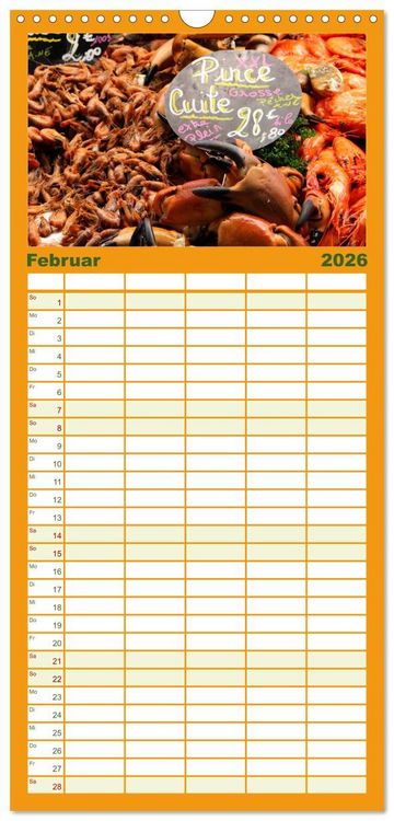 Produktbild: Familienplaner 2026 - Markttag in Frankreich mit 5 Spalten (Wandkalender, 21 x 45 cm) CALVENDO