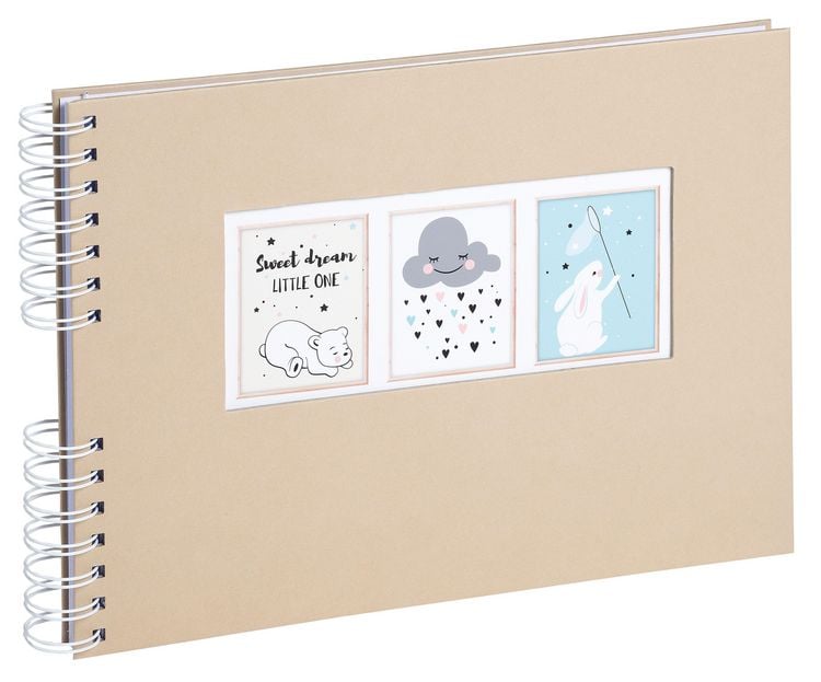 Produktbild: Scrapbooking-Set, Fotoalbum mit Spiralbindung, 50 Seiten wei&szlig;, 32x22 cm + Stifte, Sticker, Schablonen, Fotoecken