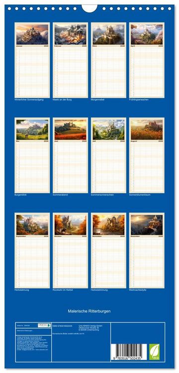 Produktbild: Familienplaner 2026 - Malerische Ritterburgen mit 5 Spalten (Wandkalender, 21 x 45 cm) CALVENDO