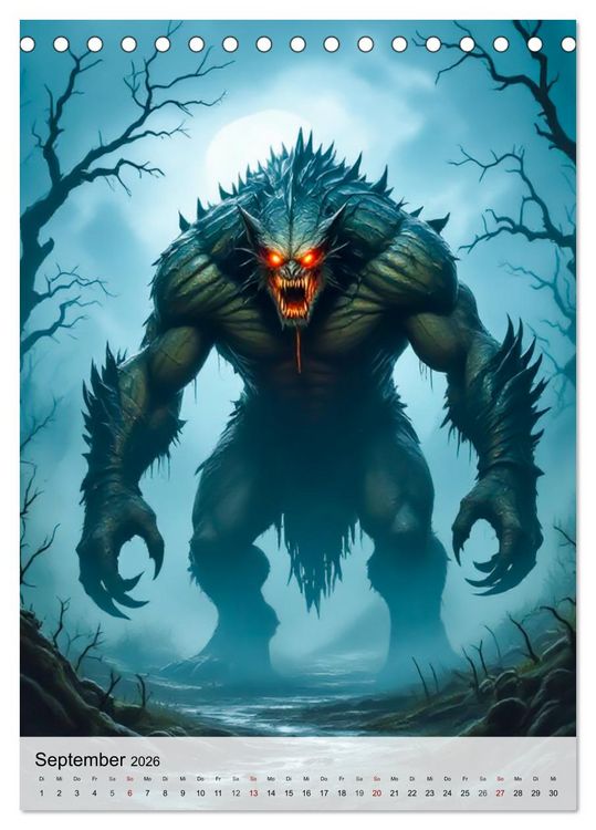 Produktbild: Monster der Literaturgeschichte (Tischkalender 2026 DIN A5 hoch), CALVENDO Monatskalender
