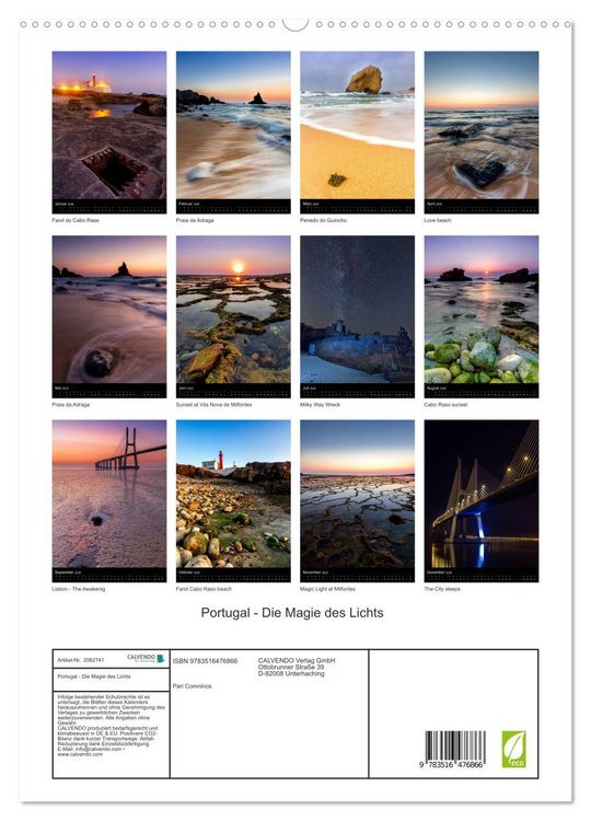 Produktbild: Portugal - Die Magie des Lichts (hochwertiger Premium Wandkalender 2026 DIN A2 hoch), Kunstdruck in Hochglanz