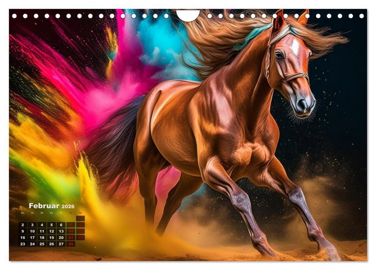 Produktbild: Pferde im Farbenrausch (Wandkalender 2026 DIN A4 quer), CALVENDO Monatskalender