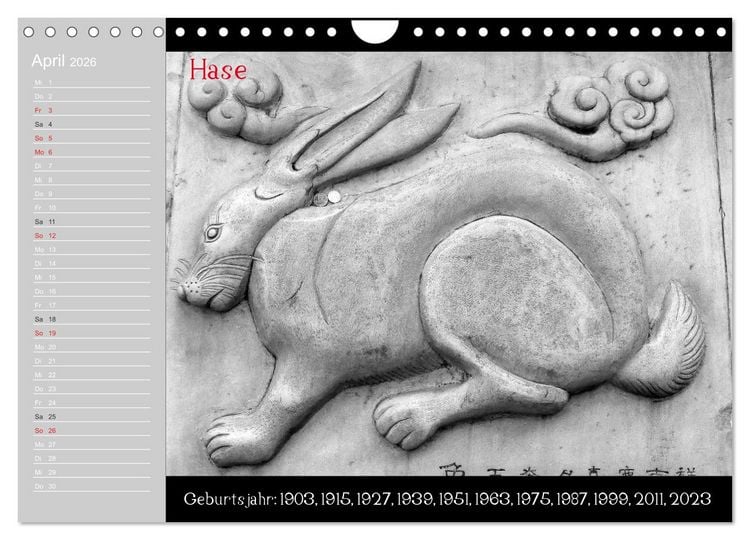 Produktbild: Das Chinesische Horoskop / Geburtstagskalender (Wandkalender 2026 DIN A4 quer), CALVENDO Monatskalender
