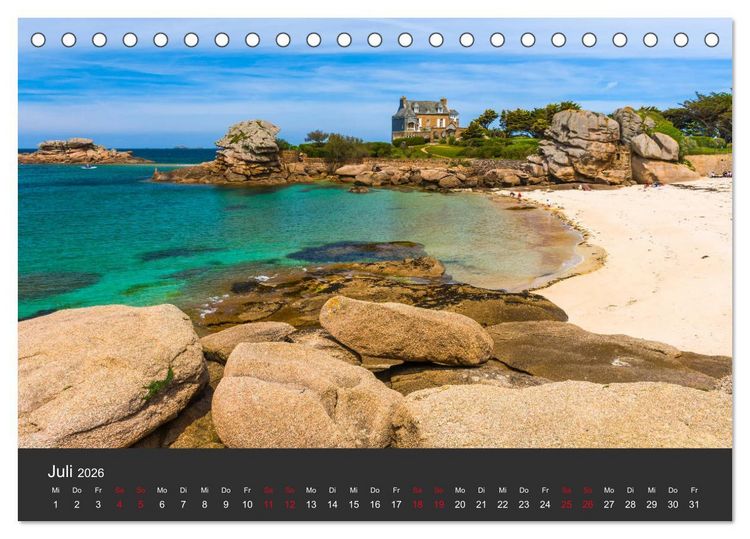 Produktbild: C&ocirc;te de Granit Rose - Ein K&uuml;stenbereich in der Bretagne (Tischkalender 2026 DIN A5 quer), CALVENDO Monatskalender