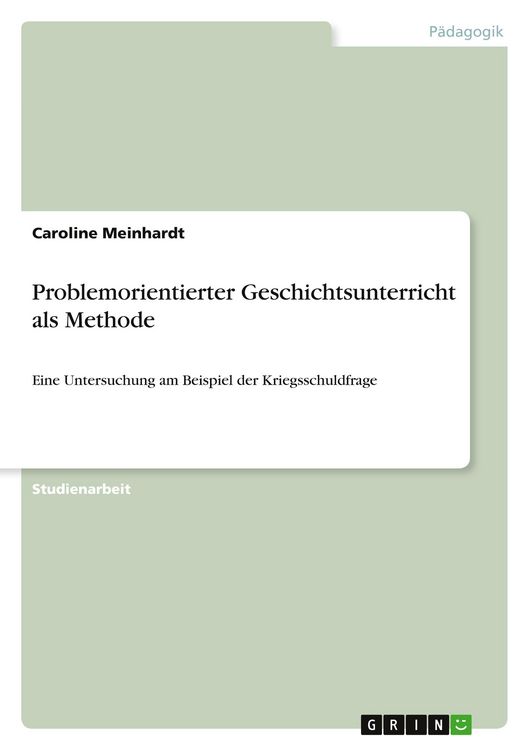 Produktbild: Problemorientierter Geschichtsunterricht als Methode