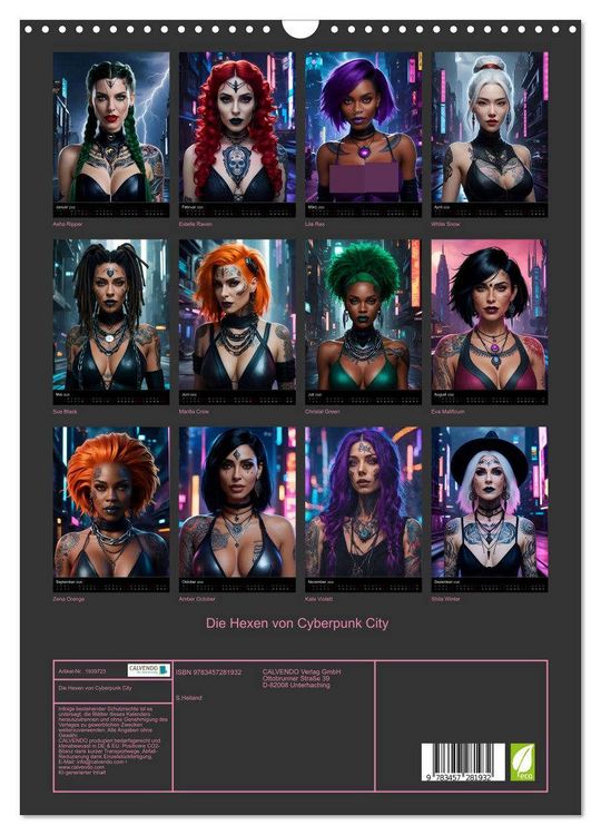 Produktbild: Die Hexen von Cyberpunk City (Wandkalender 2026 DIN A3 hoch), CALVENDO Monatskalender