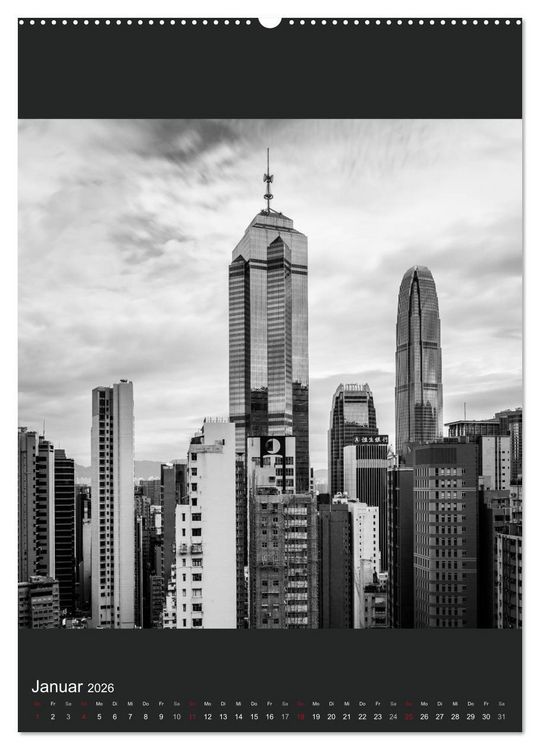 Produktbild: Hongkong schwarzwei&szlig; (hochwertiger Premium Wandkalender 2026 DIN A2 hoch), Kunstdruck in Hochglanz