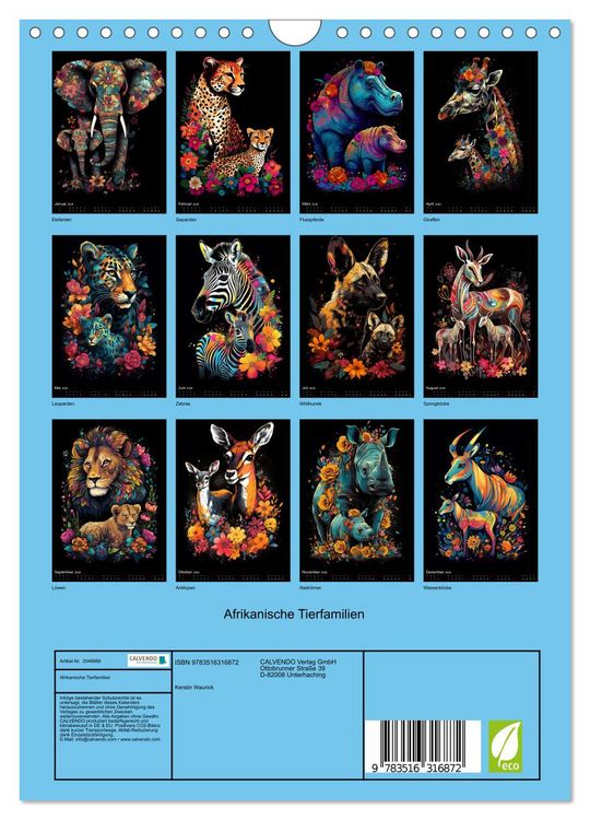 Produktbild: Afrikanische Tierfamilien (Wandkalender 2026 DIN A4 hoch), CALVENDO Monatskalender