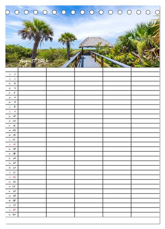 Produktbild: Idyllisches Florida / Familienplaner (Tischkalender 2026 DIN A5 hoch), CALVENDO Monatskalender