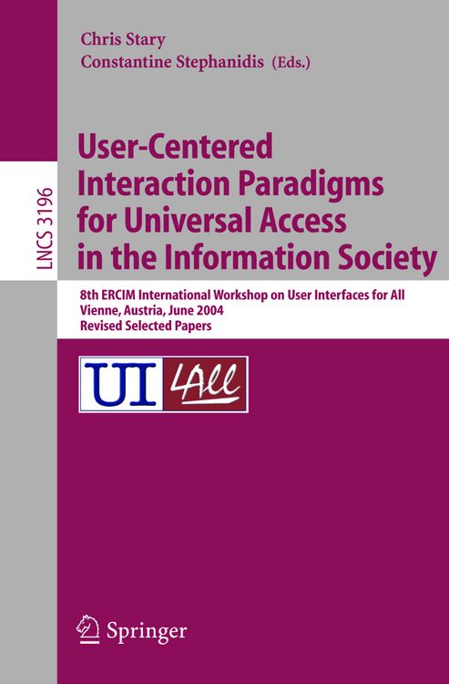 Produktbild: User-Centered Interaction Paradigms for Universal Access in the Information Society
