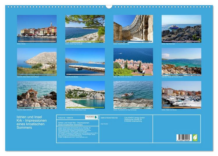 Produktbild: Istrien und Insel Krk - Impressionen eines kroatischen Sommers (Wandkalender 2026 DIN A2 quer), CALVENDO Monatskalender