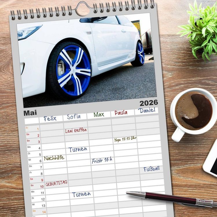 Produktbild: Familienplaner 2026 - Tuning Power mit 5 Spalten (Wandkalender, 21 x 45 cm) CALVENDO