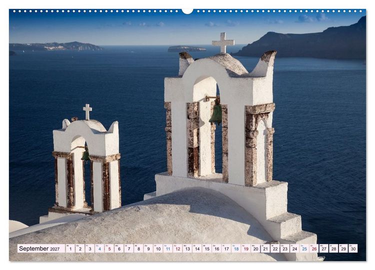 Produktbild: Santorini - Insel im Licht der &Auml;g&auml;is (hochwertiger Premium Wandkalender 2027 DIN A2 quer), Kunstdruck in Hochglanz