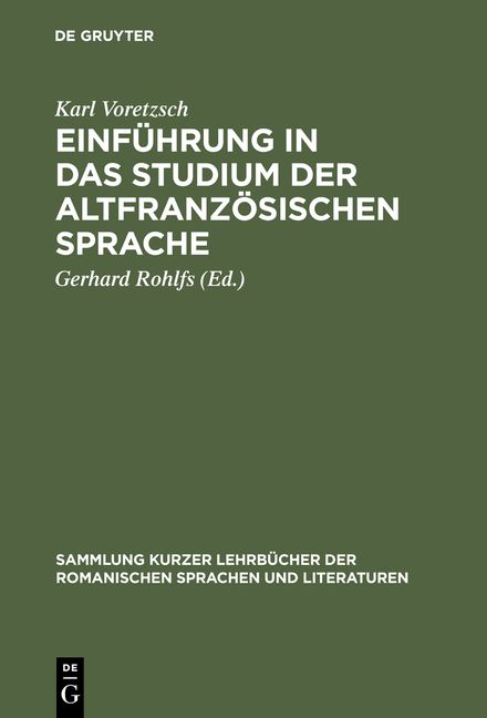 Produktbild: Einf&uuml;hrung in das Studium der altfranz&ouml;sischen Sprache