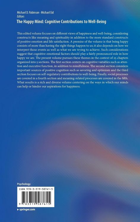 Produktbild: The Happy Mind: Cognitive Contributions to Well-Being