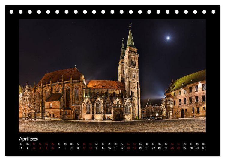 Produktbild: N&uuml;rnberg - Die Altstadt bei Nacht (Tischkalender 2026 DIN A5 quer), CALVENDO Monatskalender