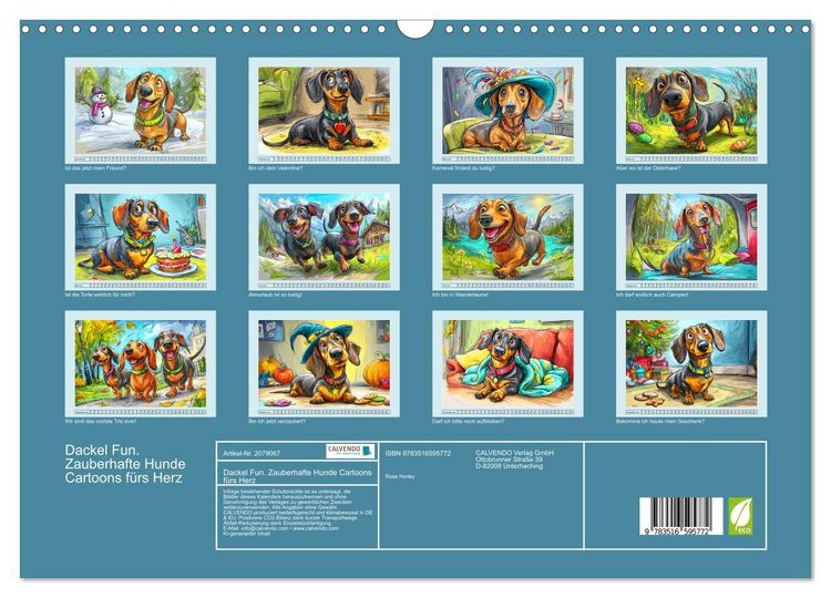 Produktbild: Dackel Fun. Zauberhafte Hunde Cartoons f&uuml;rs Herz (Wandkalender 2026 DIN A3 quer), CALVENDO Monatskalender
