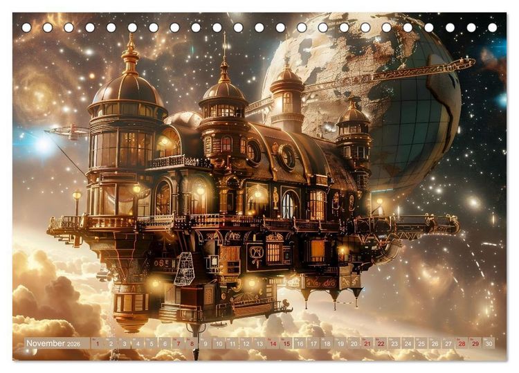 Produktbild: Steampunk im Weltall (Tischkalender 2026 DIN A5 quer), CALVENDO Monatskalender