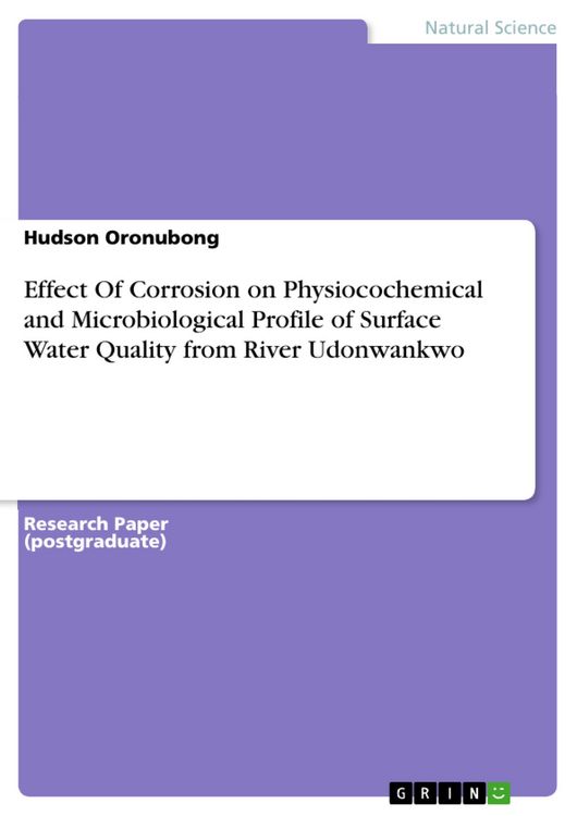 Produktbild: Effect Of Corrosion on Physiocochemical and Microbiological Profile of Surface Water Quality from River Udonwankwo