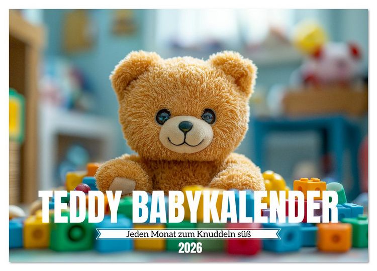 Produktbild: Teddy Babykalender - Jeden Monat zum Knuddeln s&uuml;&szlig; (Wandkalender 2026 DIN A2 quer), CALVENDO Monatskalender